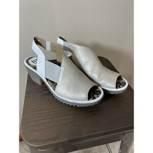 FLY London Tan Leather Slingback Wedges Size 38 Us 7.5-8 Summer Comfort